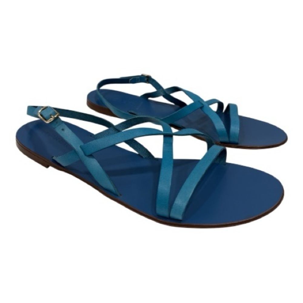 J. Crew Blue Strappy Sandals flat size 10.5 made in Italy - Picture 5 of 12